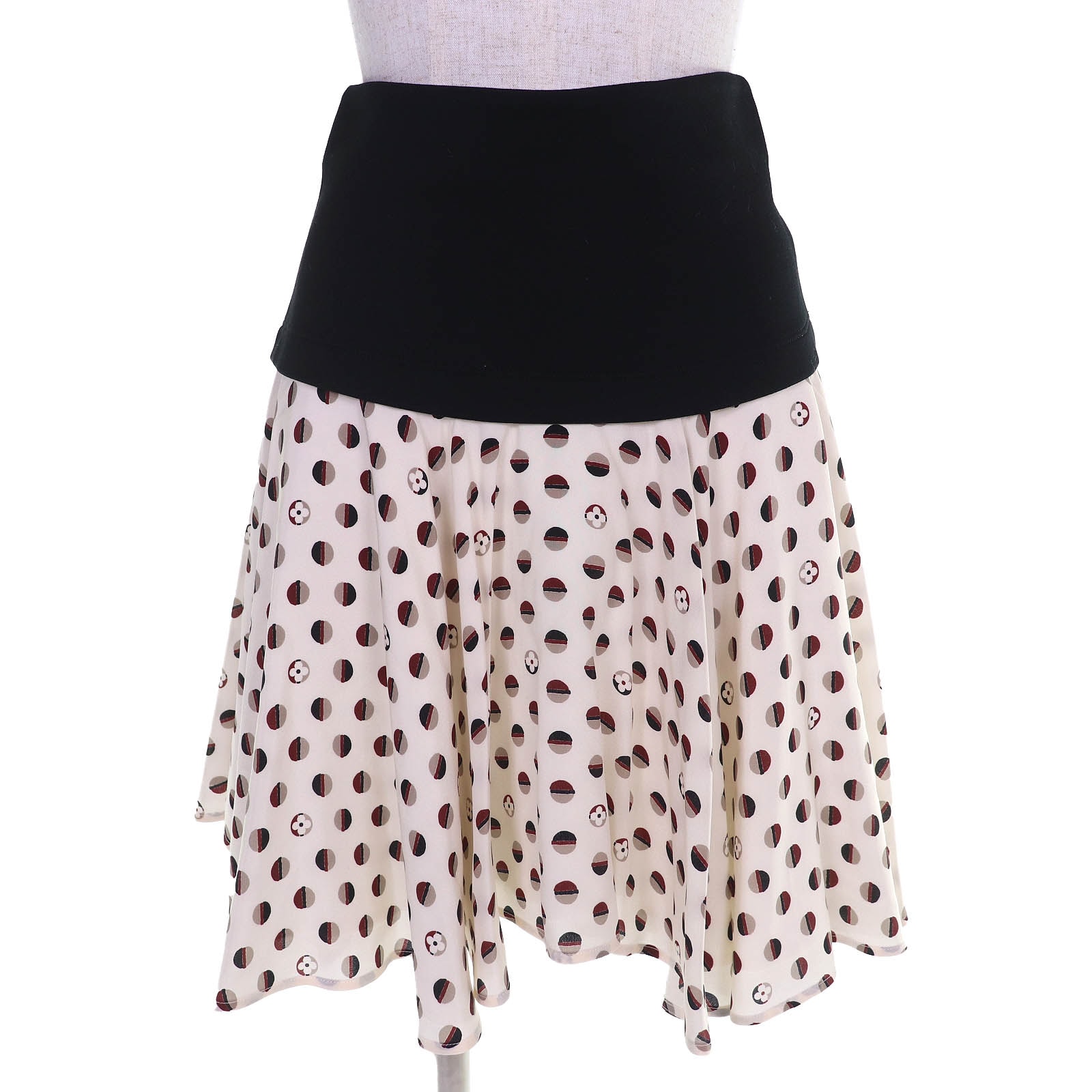 美品 ルイヴィトン モノグラムフラワー ドット柄 ミニ フレアスカート XS