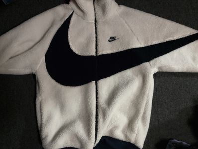 Nike Big Swoosh Reversible Boa Jacket "Sail/Dark Obsidian"