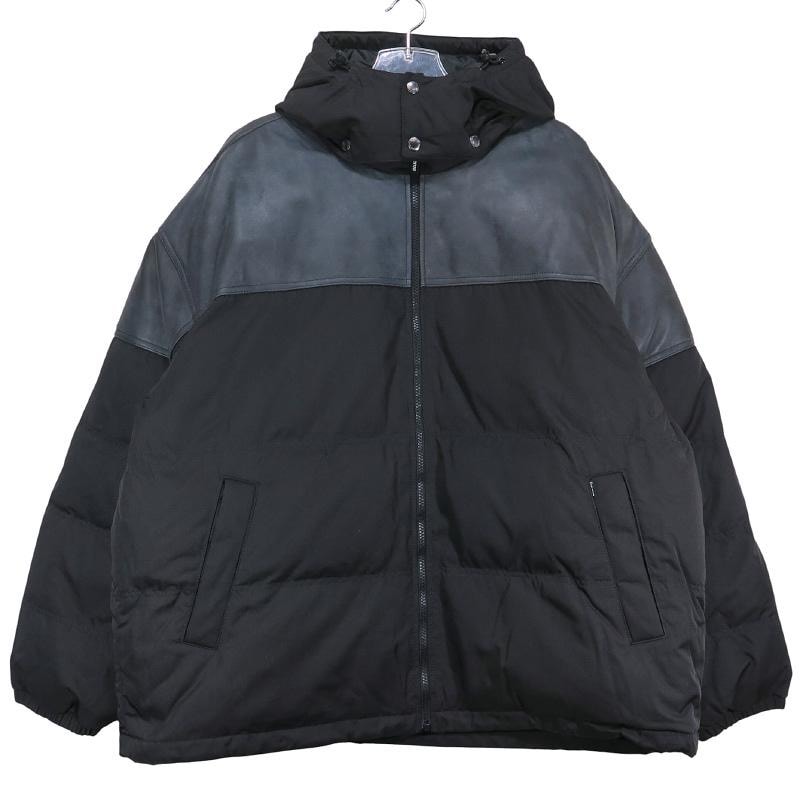 Supreme Leather Yoke Puffer Jacket "Black"