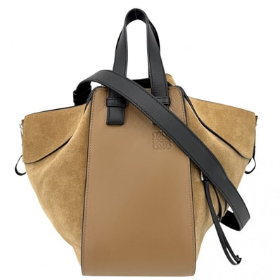 LOEWE ロエベ 2WAY アナグラム ハンモックバッグスモール ショルダーバッグ ハンドバッグ 肩掛け 斜め掛け トートバッグ レザー スエード ブラウン 茶 ブラック 黒 シルバー金具 レディース【中古品】