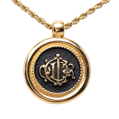 ディオール ヴィンテージ ロゴ ペンダント ネックレス ゴールド メッキ GP レディース Dior 【中古】