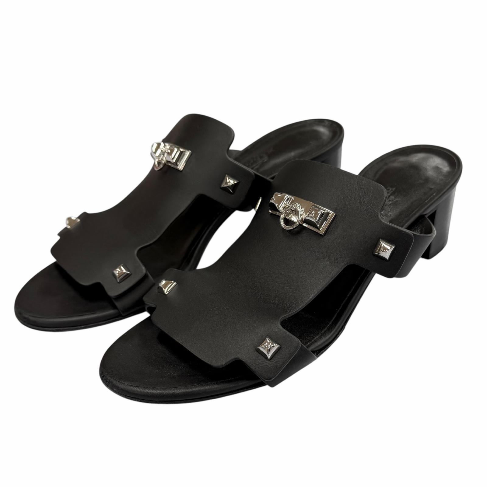 良品 エルメス サンダル ブラック レディース 36 241150Z