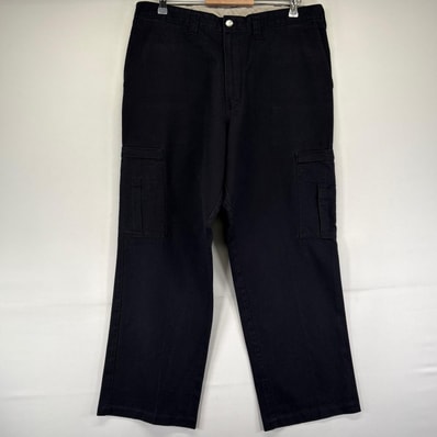 古着 ディッキーズ Dickies パンツ カーゴ サイドポケット ジッパーフライ ワンポイントロゴ ワーク W38 L32 ブラック系 メンズ
