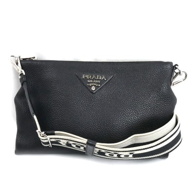 PRADA プラダ ヴィッテロダイノ ソフト ショルダーバッグ ブラック 1BH050 2DKV F0002 ICチップ ユニセックス【中古】
