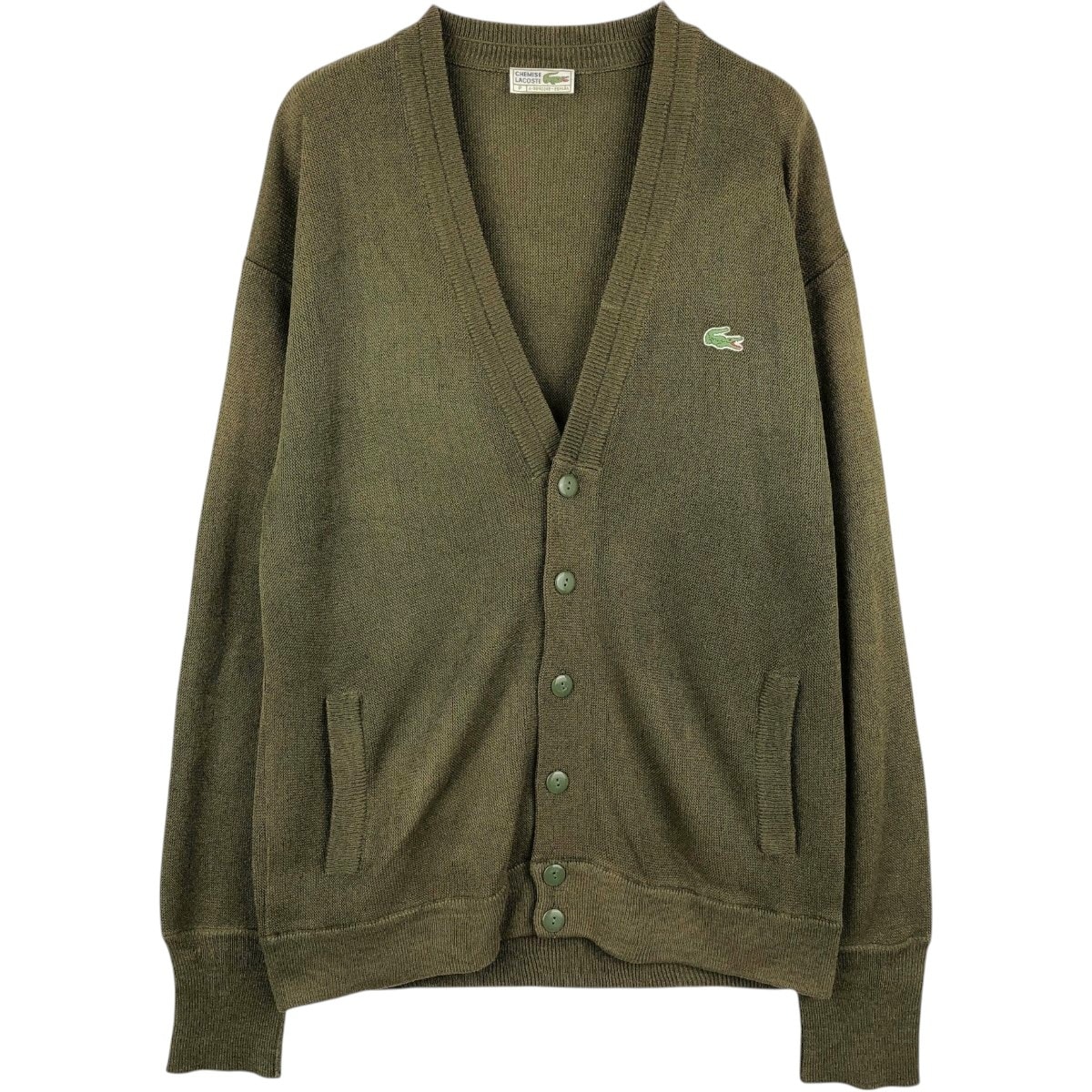 古着 80年代 ラコステ LACOSTE CHEMISE ニットカーディガン スペイン製 メンズM相当 ヴィンテージ/eaa663569