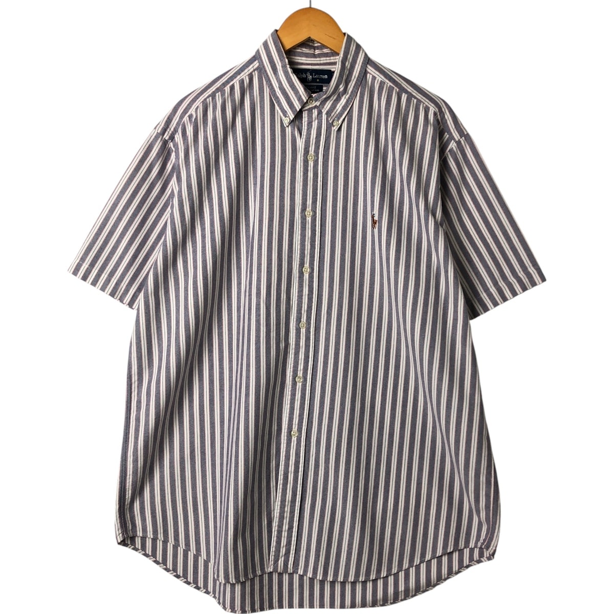 古着 ラルフローレン Ralph Lauren BLAKE 半袖 ボタンダウン ストライプシャツ メンズL相当/eaa551863