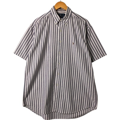 古着 ラルフローレン Ralph Lauren BLAKE 半袖 ボタンダウン ストライプシャツ メンズL相当/eaa551863