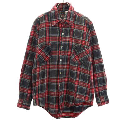 FRUIT OF THE LOOM フルーツオブザルーム 70s ヴィンテージ チェック柄 長袖 ネルシャツ M 赤系