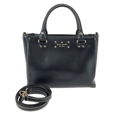 美品 Kate Spade ケイトスペード ウェルズリー 2way ブラック 黒 ゴールド金具 レザー ハンドバッグ ショルダーバッグ 603809 【中古】