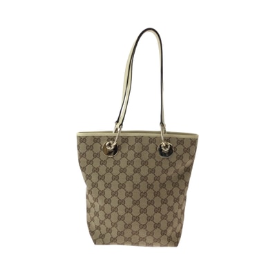 美品 GUCCI グッチ ブラウン アイボリー ゴールド金具 GGキャンバス トートバッグ ショルダーバッグ 506306 【中古】