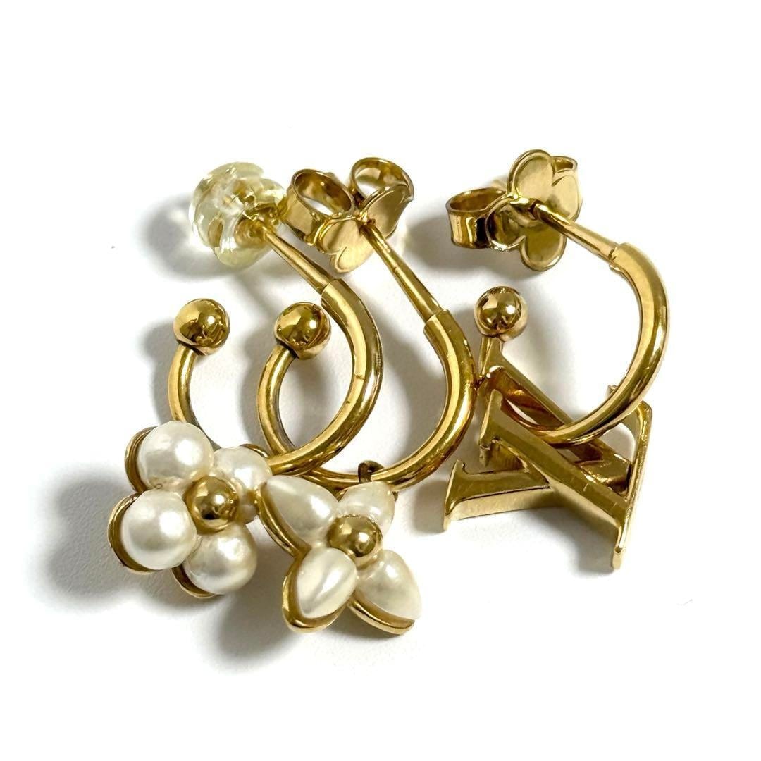 【人気・定価8万】ルイヴィトン レディース ピアス LVフローラグラム セット3