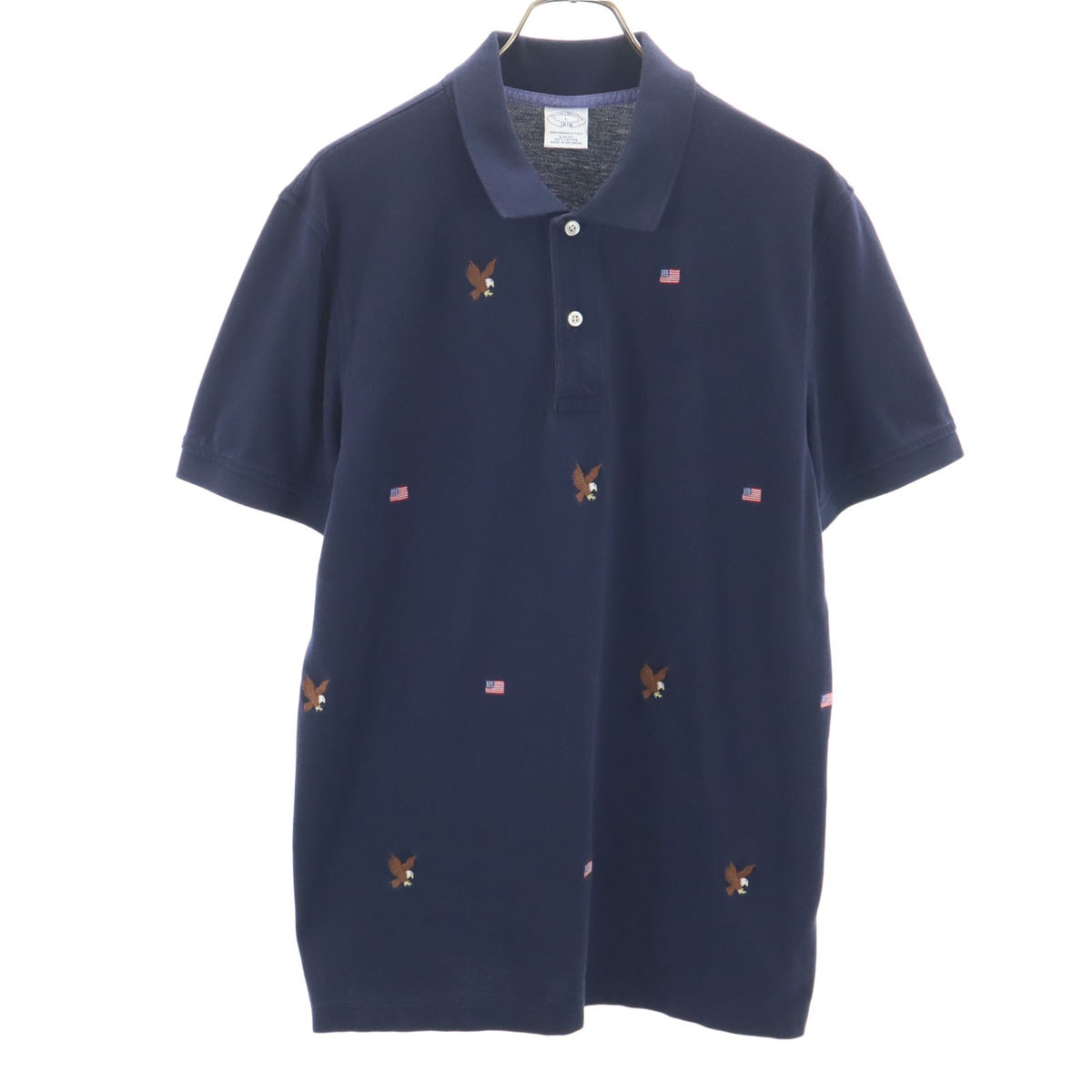 Brooks Brothers ブルックスブラザーズ 星条旗 鷲 刺繍 半袖 ポロシャツ L ネイビー