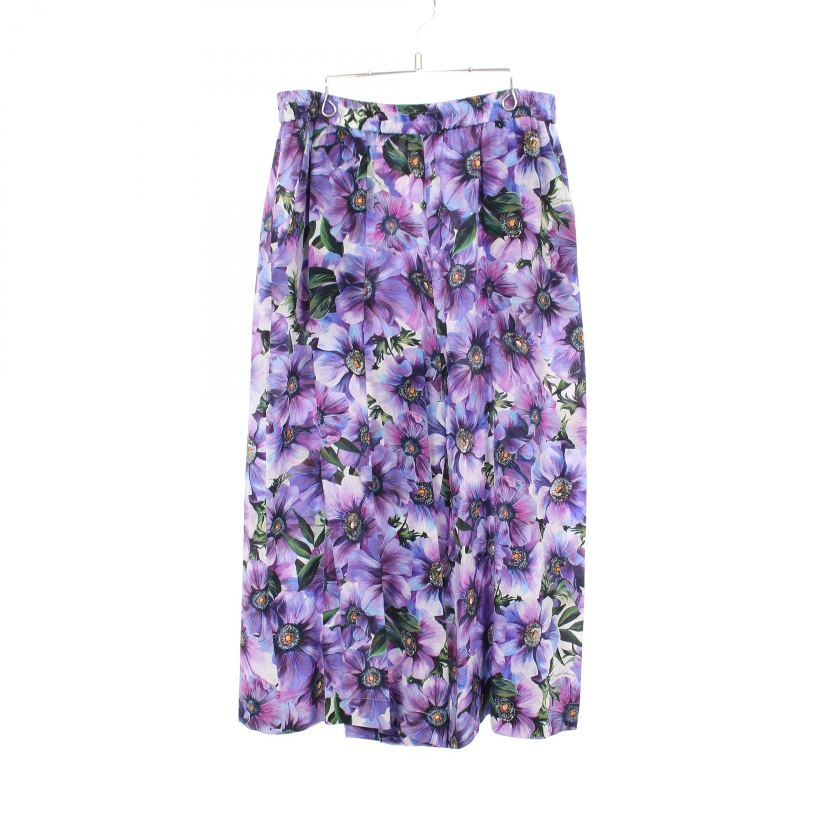 ドルチェアンドガッバーナ DOLCE & GABBANA 花柄 パンツ 衣料品 ボトムス シルク レディース パープル系 【中古】