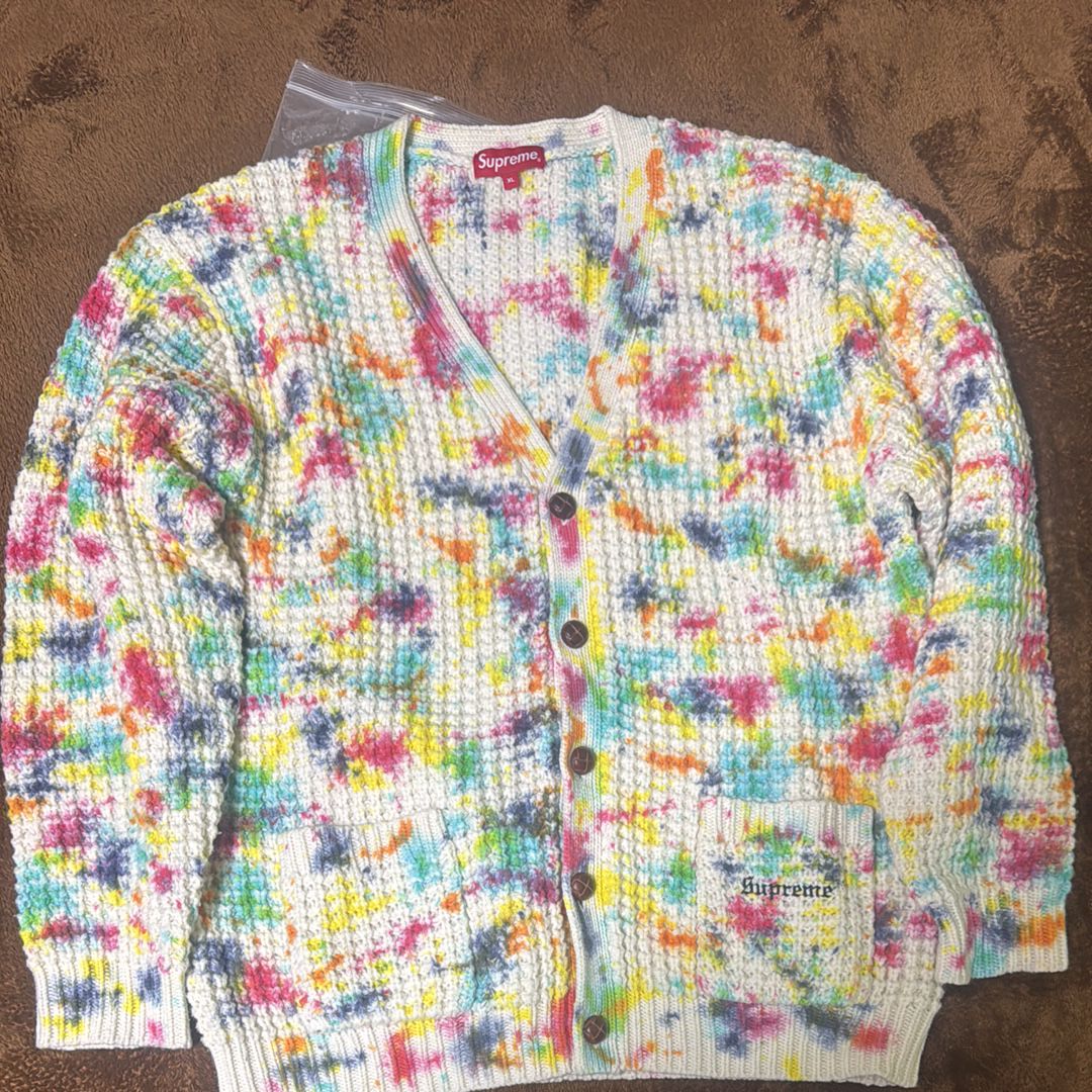 Supreme Waffle Knit Cardigan "Tie Dye"
