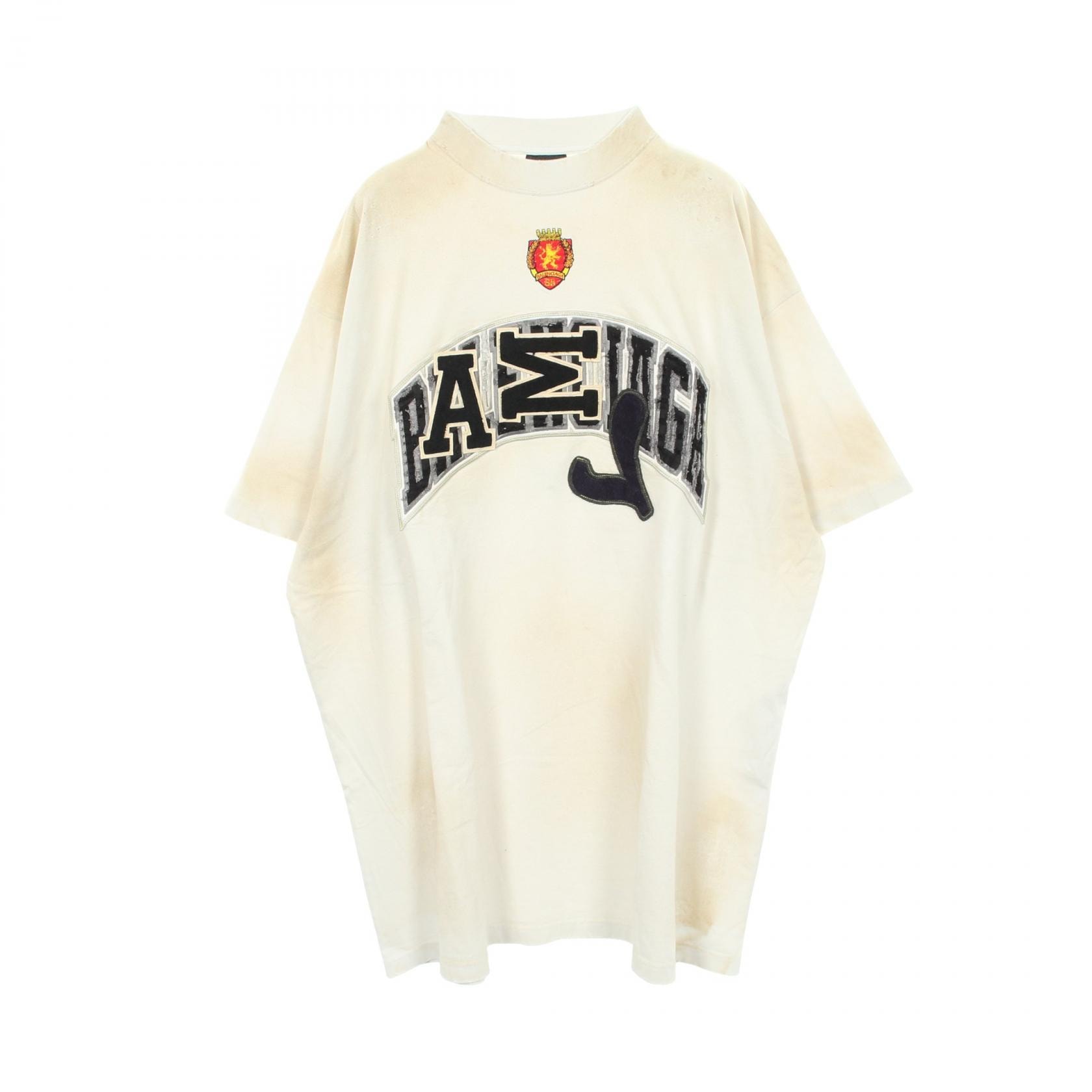 バレンシアガ BALENCIAGA Crash Dust Patch Tee ユーズド加工 ダメージ加工 半袖Tシャツ 衣料品 トップス コットン メンズ ブルー系 【中古】
