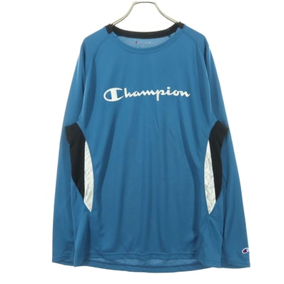 美品 Champion チャンピオン ブランドロゴ 長袖 Tシャツ XL ブルー ロンT スポーツウェア