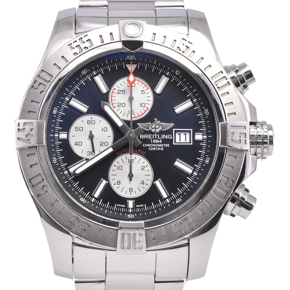 ブライトリング BREITLING A13371 スーパーアベンジャーII クロノグラフ ブラック 自動巻き メンズ 良品 腕時計 G#149865