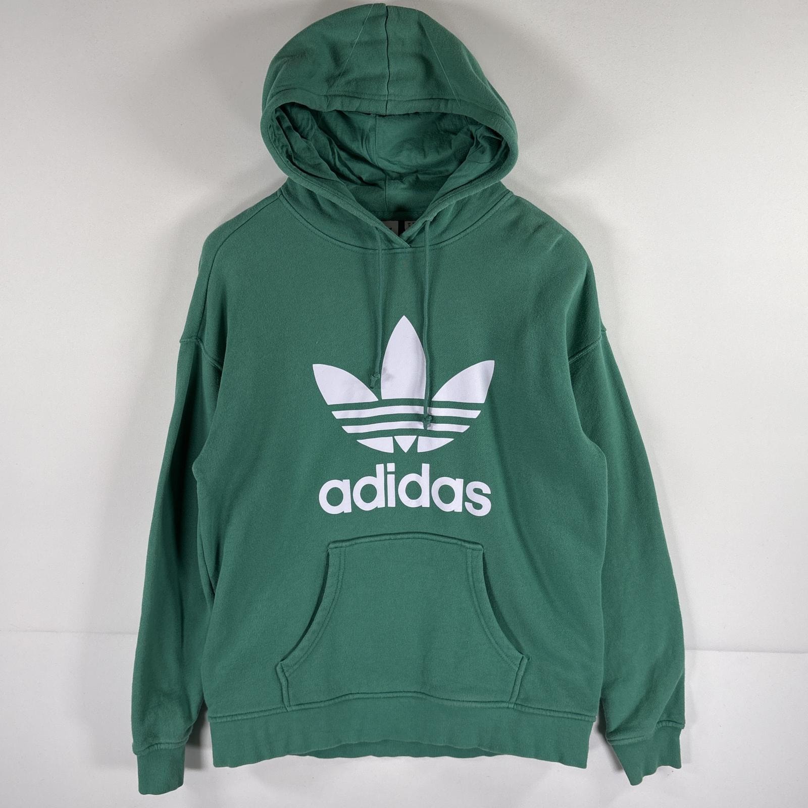 古着 アディダス adidas パーカー スウェット プルオーバー トレフォイルロゴ プリント フーディ OT グリーン メンズ