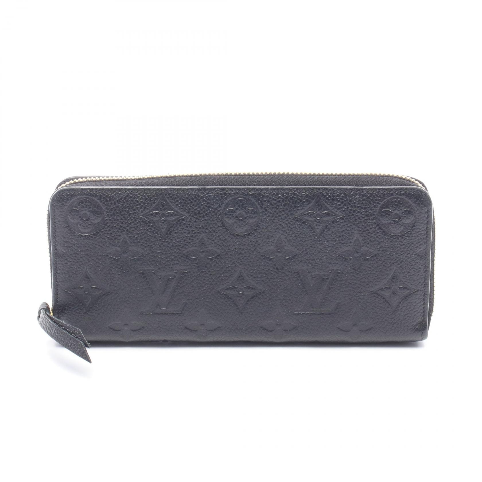 ルイ・ヴィトン LOUIS VUITTON ポルトフォイユ クレマンス モノグラムアンプラント ノワール ラウンド長財布 財布 レザー レディース ブラック系 M60171 【中古】