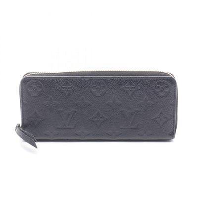 ルイ・ヴィトン LOUIS VUITTON ポルトフォイユ クレマンス モノグラムアンプラント ノワール ラウンド長財布 財布 レザー レディース ブラック系 M60171 【中古】