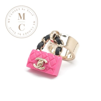 シャネル CHANEL リング 指輪 ゴールド ピンク ブラック ココマーク マトラッセ バッグチャーム
