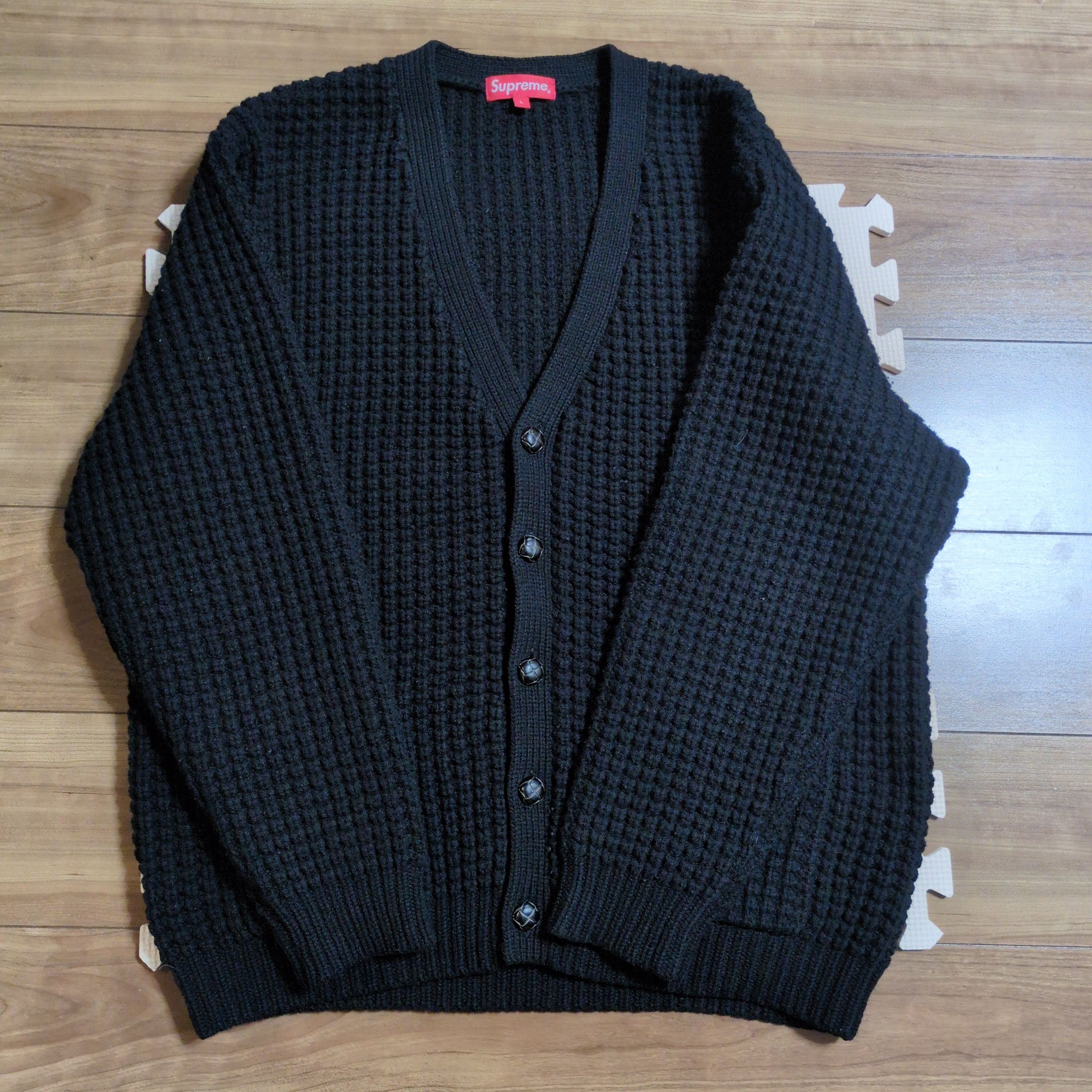 Supreme Waffle Knit Cardigan "Black"