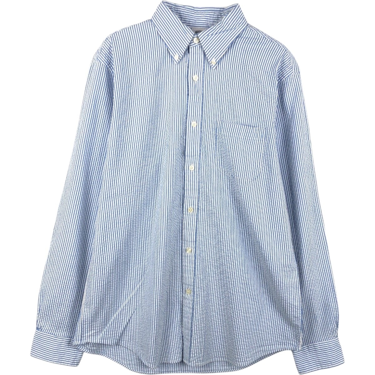 古着 ブルックスブラザーズ Brooks Brothers 1818 REGENT FIT シアサッカー 長袖 ボタンダウンストライプシャツ メンズM相当/eaa666732