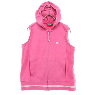 adidas アディダス 刺繍 ゴルフ 半袖 ジップパーカー M ピンク