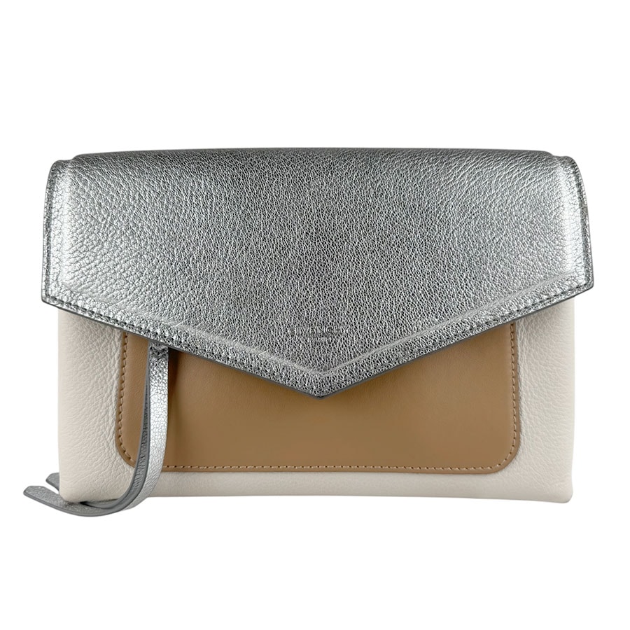 ジバンシィ GIVENCHY ショルダーバッグ レザー シルバー/ベージュ/アイボリー レディース【中古】 z9512