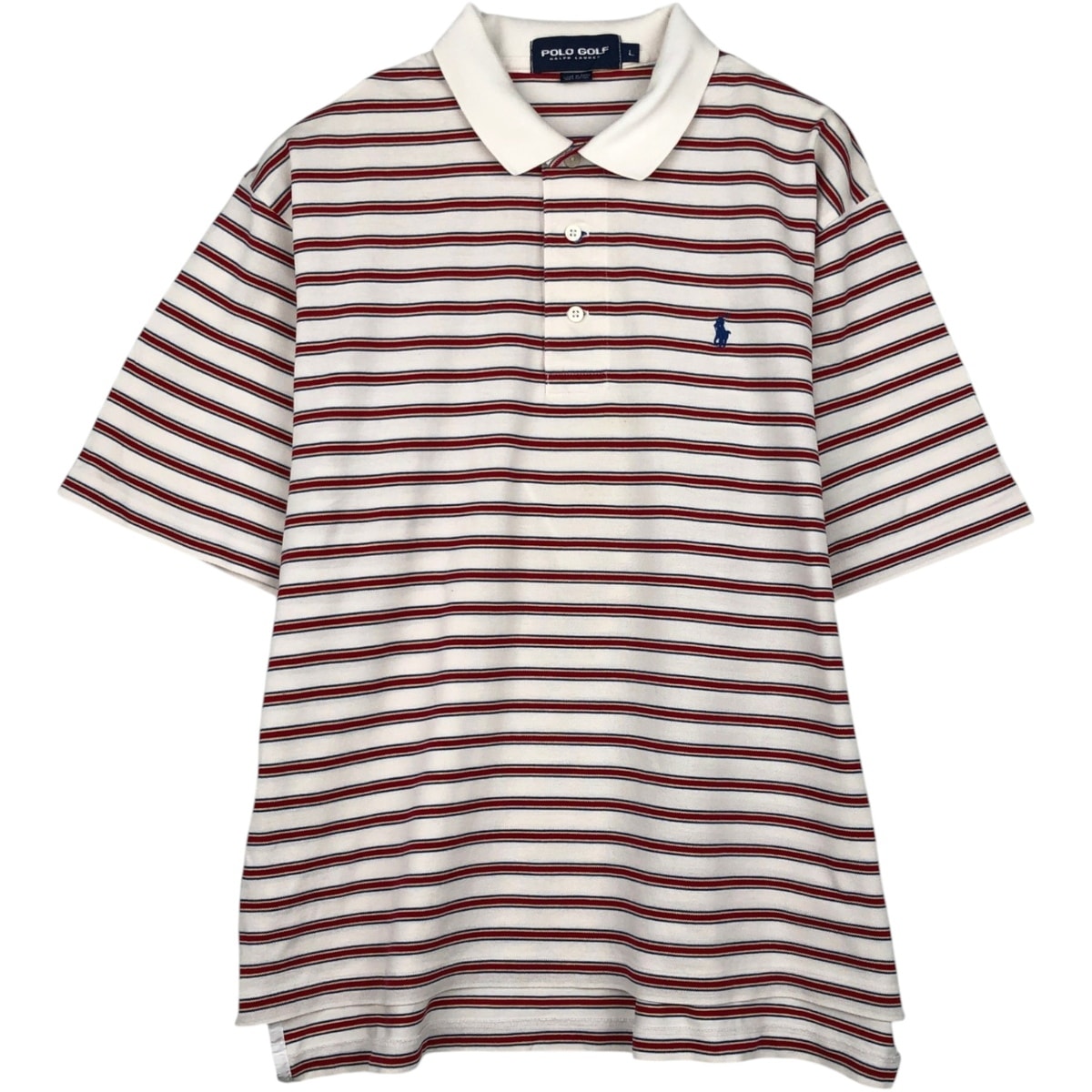 古着 ラルフローレン Ralph Lauren POLO GOLF ポロゴルフ マルチボーダー 半袖 ボーダー ポロシャツ メンズL相当/eaa635173
