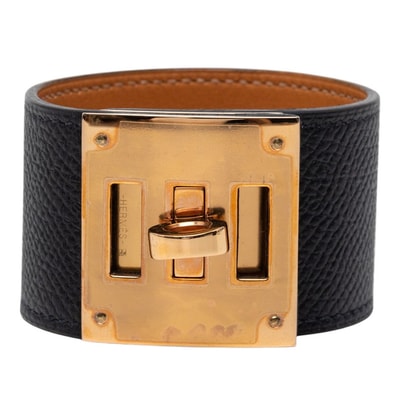 エルメス ケリードッグ ブレスレット ブラック ヴォーエプソン メッキ レディース HERMES 【中古】