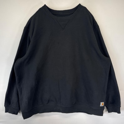 古着 カーハート Carhartt スウェット トレーナー ワンポイントロゴ 大きいサイズ クルーネック 前V 3XL ブラック メンズ