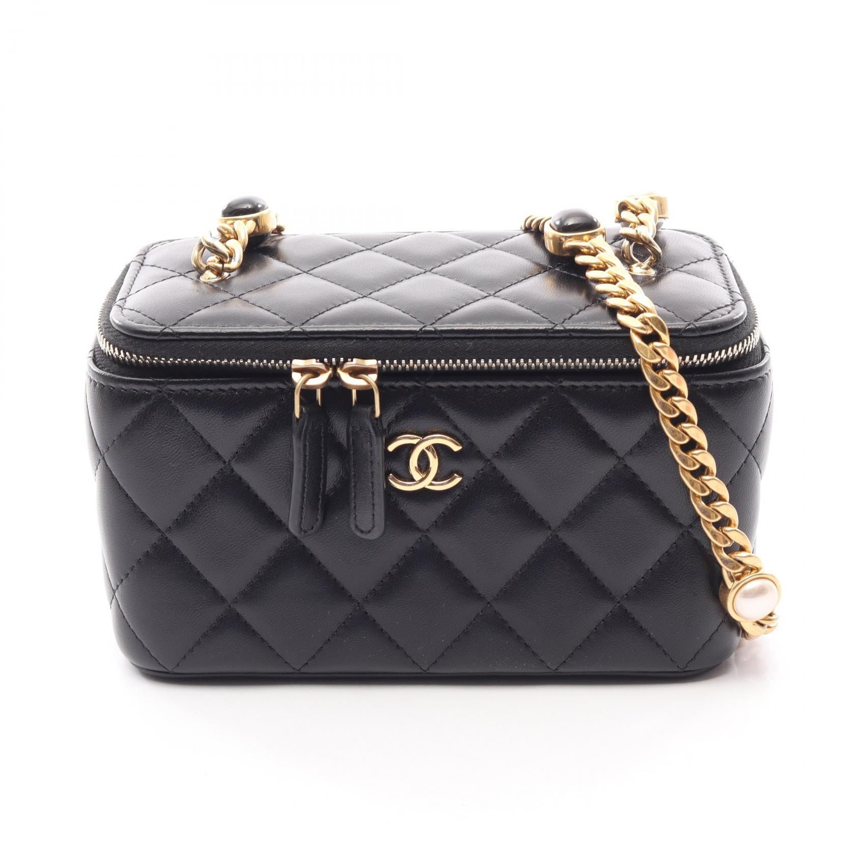シャネル CHANEL マトラッセ バニティ ショルダーバッグ バッグ ラムスキン(羊革) レディース ブラック系 【中古】