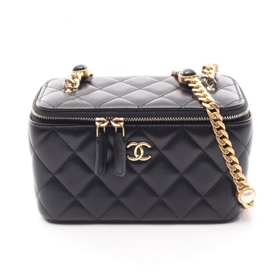 シャネル CHANEL マトラッセ バニティ ショルダーバッグ バッグ ラムスキン(羊革) レディース ブラック系 【中古】