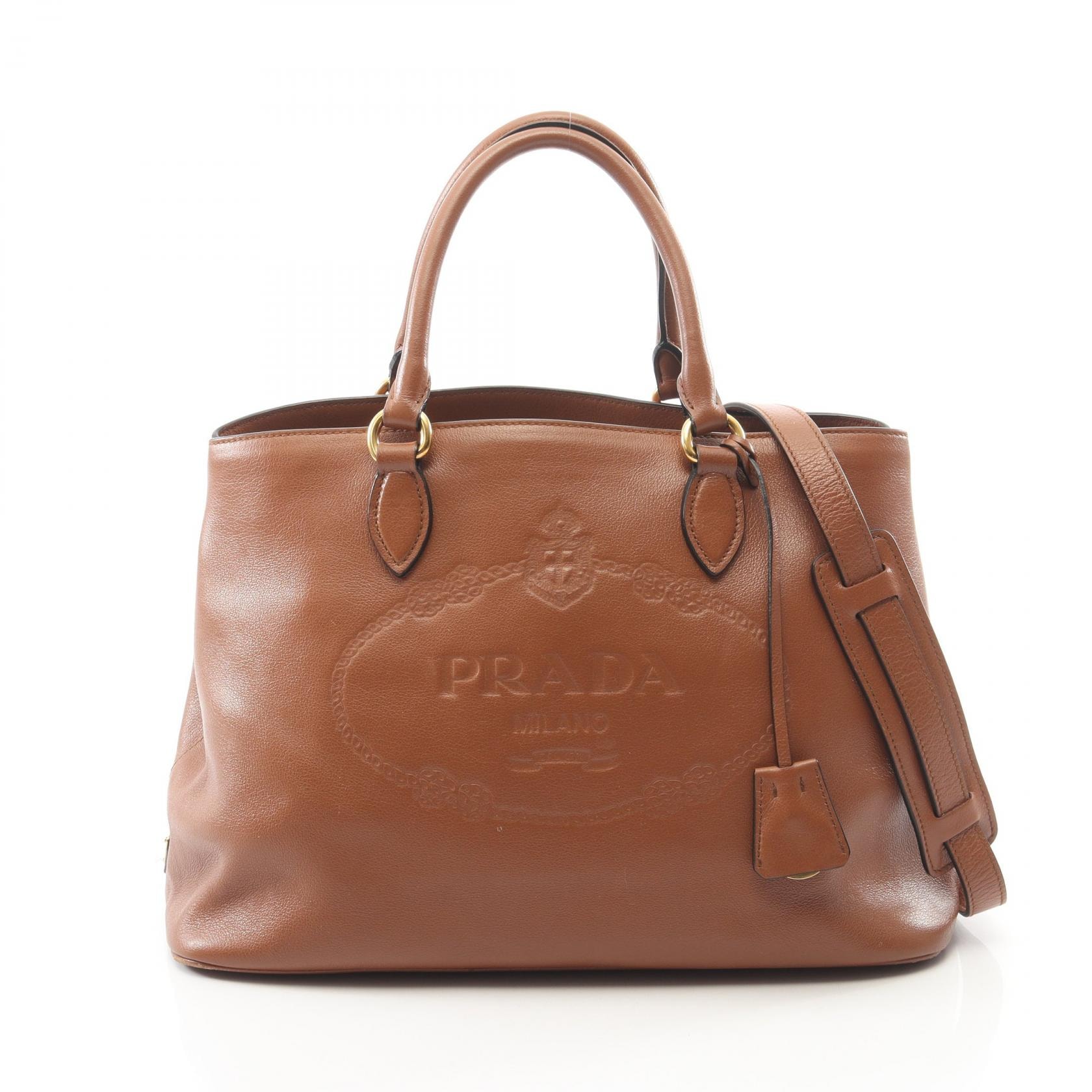 プラダ PRADA 2WAY ハンドバッグ バッグ レザー レディース ブラウン系 1BA579 【中古】