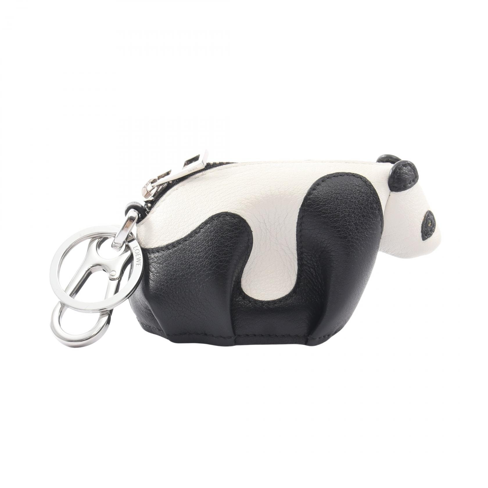 ロエベ LOEWE パンダ コインパース コインケース 財布 レザー レディース ブラック系 / ホワイト系 【中古】