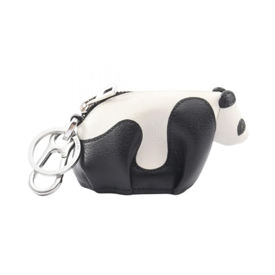 ロエベ LOEWE パンダ コインパース コインケース 財布 レザー レディース ブラック系 / ホワイト系 【中古】