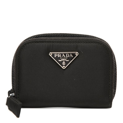 プラダ 三角ロゴプレート コインケース 小銭入れ M268 ブラック ナイロン レディース PRADA 【中古】