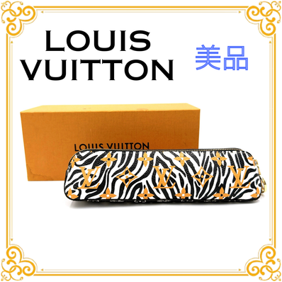 ■美品■ LOUIS VUITTON ルイヴィトン GI0391 ジャイアントモノグラム ゼブラ ペンケース レディース 箱付き 箱付き ホワイト ブラック 黒