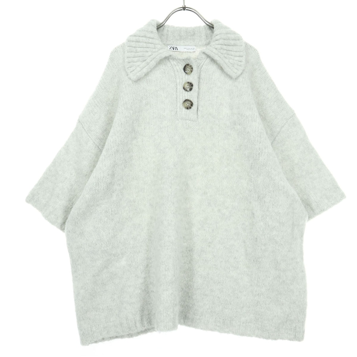 美品 ZARA ザラ 7分袖 ニット S ライトグレー