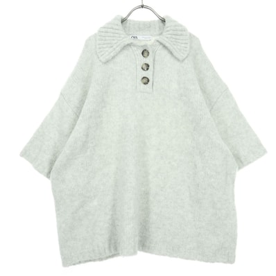 美品 ZARA ザラ 7分袖 ニット S ライトグレー