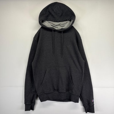 古着 チャンピオン Champion パーカー プルオーバー スウェット ワンポイントロゴ刺繍 フーディ S ダークグレー メンズ