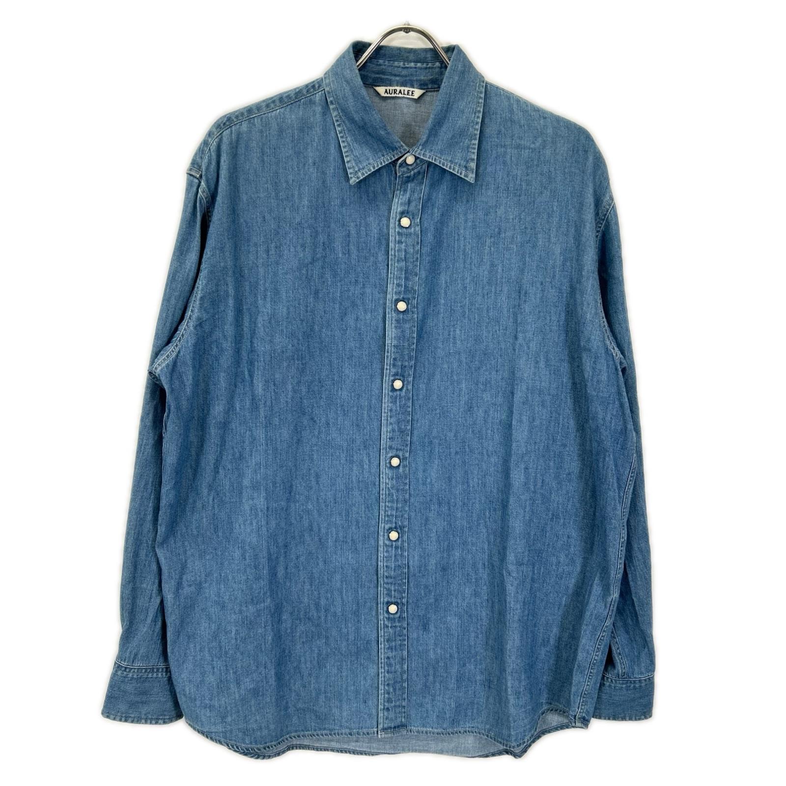 オーラリー A24SS01GS 24SS WASHED INDIGO SELVEDGE SUPER LIGHT DENIM SHIRT ロングスリーブデニムシャツ 4