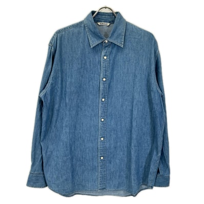 オーラリー A24SS01GS 24SS WASHED INDIGO SELVEDGE SUPER LIGHT DENIM SHIRT ロングスリーブデニムシャツ 4