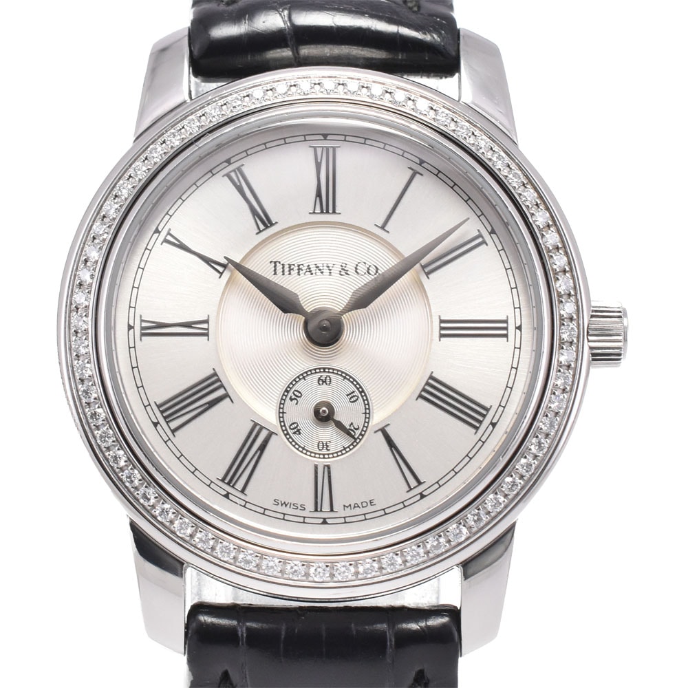 ティファニー TIFFANY&Co. 21932523 マークラウンド ベゼル ダイヤモンド シルバー クォーツ レディース 美品 内箱付き 腕時計 #147165