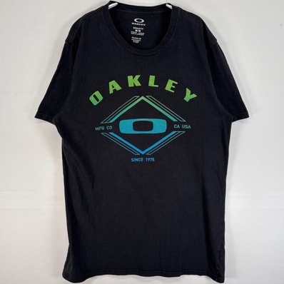 古着 オークリー OAKLEY 半袖Tシャツ センター プリント ロゴ クルーネック M ブラック メンズ