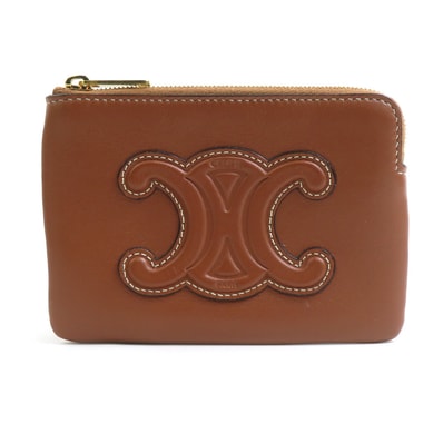 セリーヌ CELINE コインケース コインパース レザー/メタル ブラウン/ゴールド レディース【中古】 e61641a