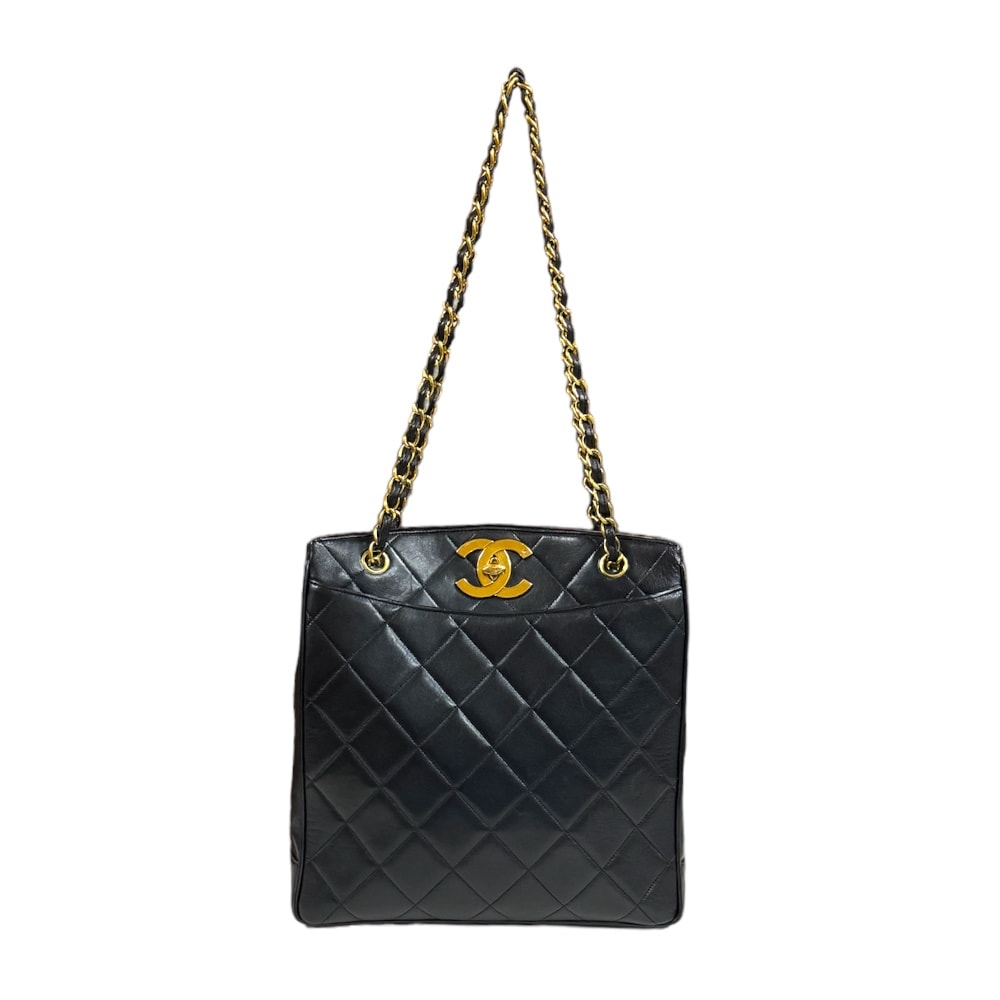 シャネル マトラッセ トートバッグ レザー ブラック レディース CHANEL  中古