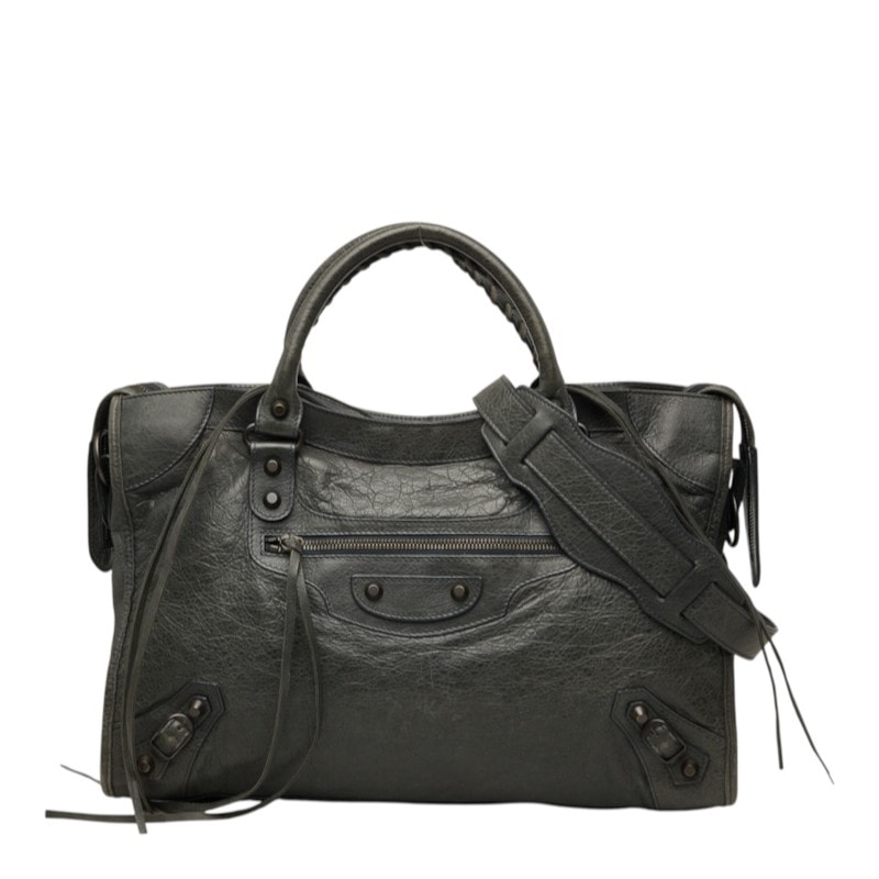 バレンシアガ ザ シティ ハンドバッグ ショルダーバッグ 2WAY 115748 グリーン系 レザー レディース BALENCIAGA 【中古】