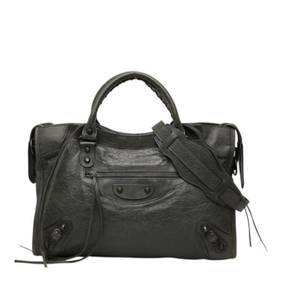 バレンシアガ ザ シティ ハンドバッグ ショルダーバッグ 2WAY 115748 グリーン系 レザー レディース BALENCIAGA 【中古】